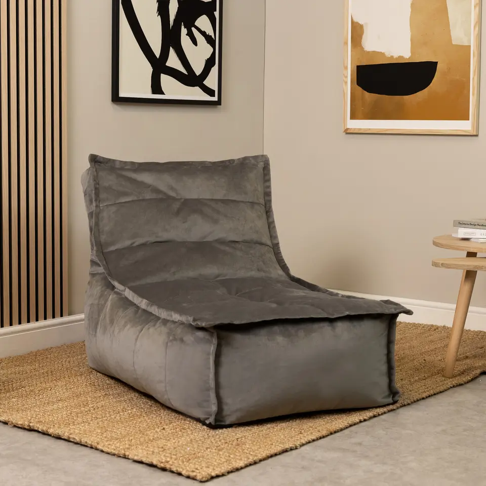 icon Zitzak Lounger Dolce - Fluwelen Zitzak - Houtskool