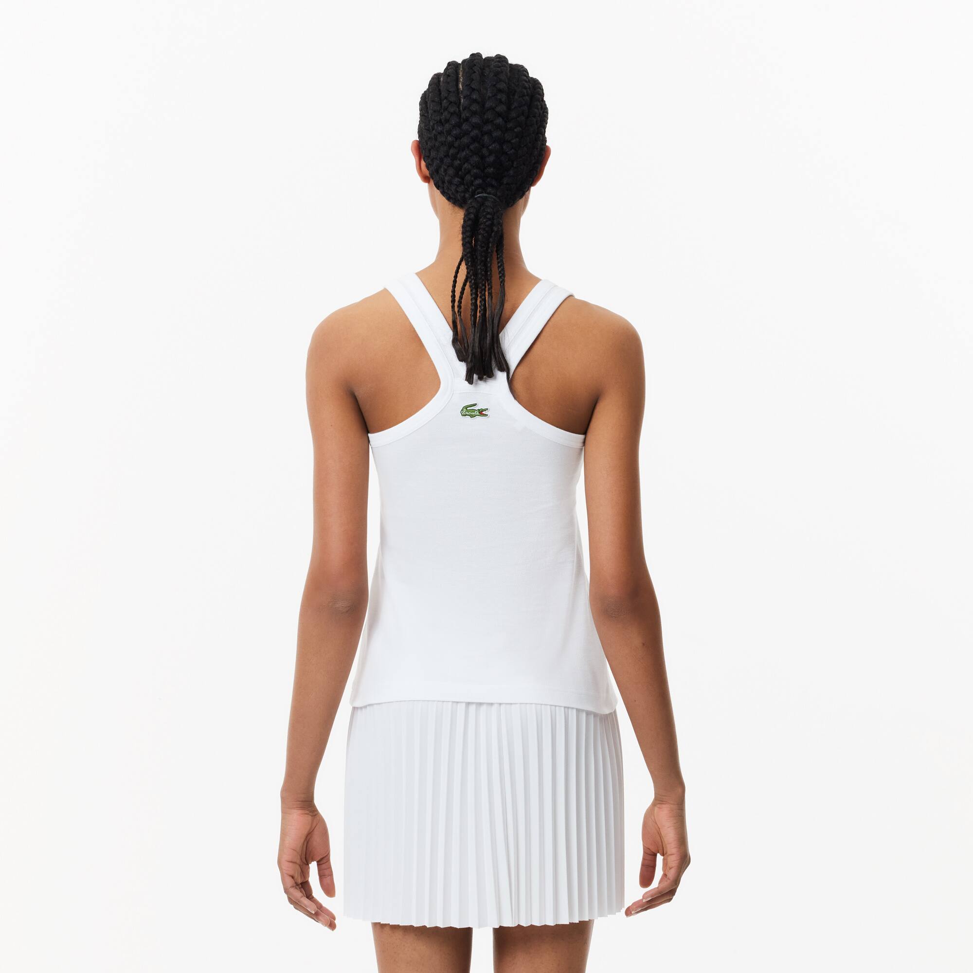 Piqué Tank Top mit Stickerei T-Shirts - Weiss - Lacoste - Damen
