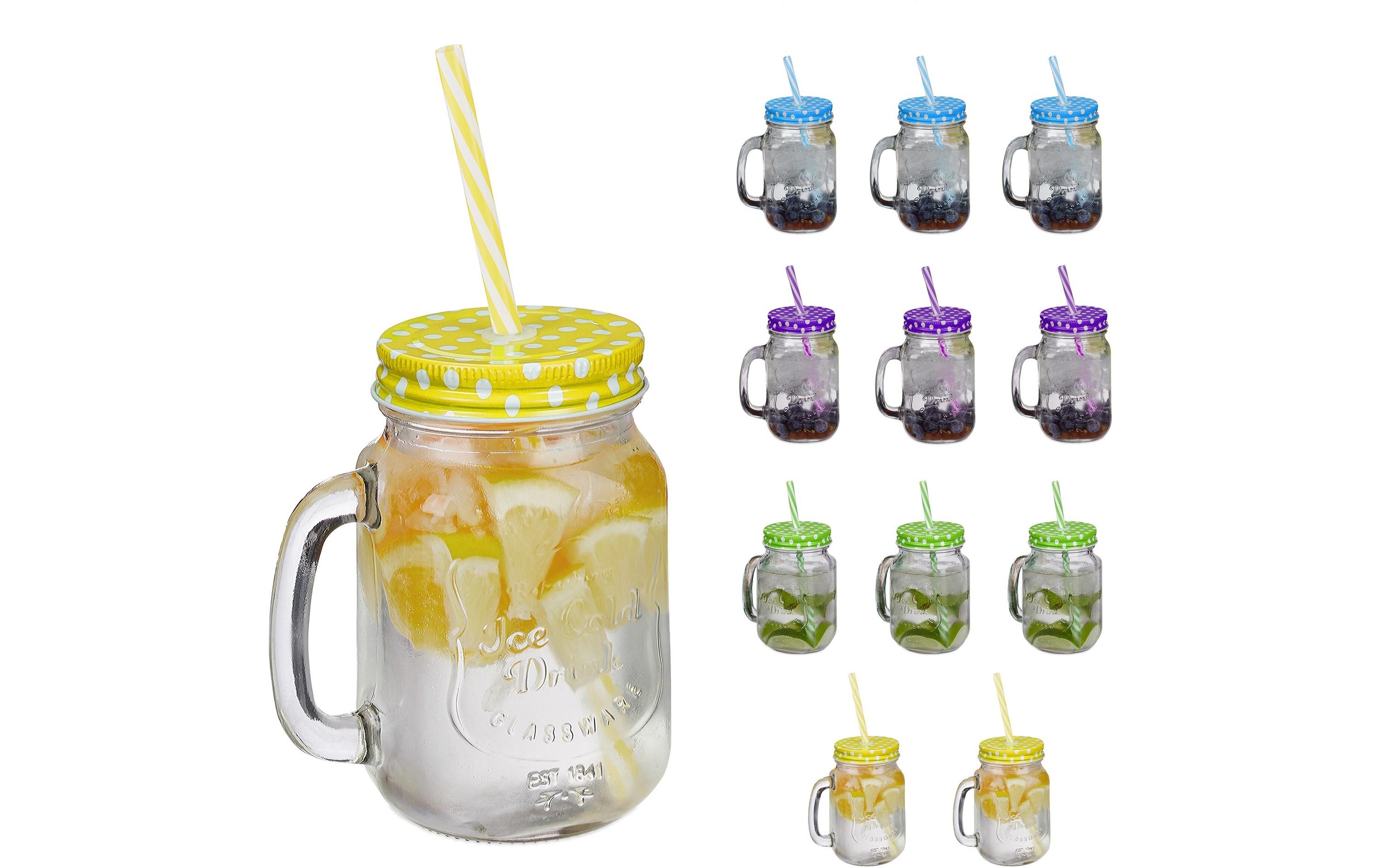 relaxdays Glas »Summer 500 ml, 12 Stück«