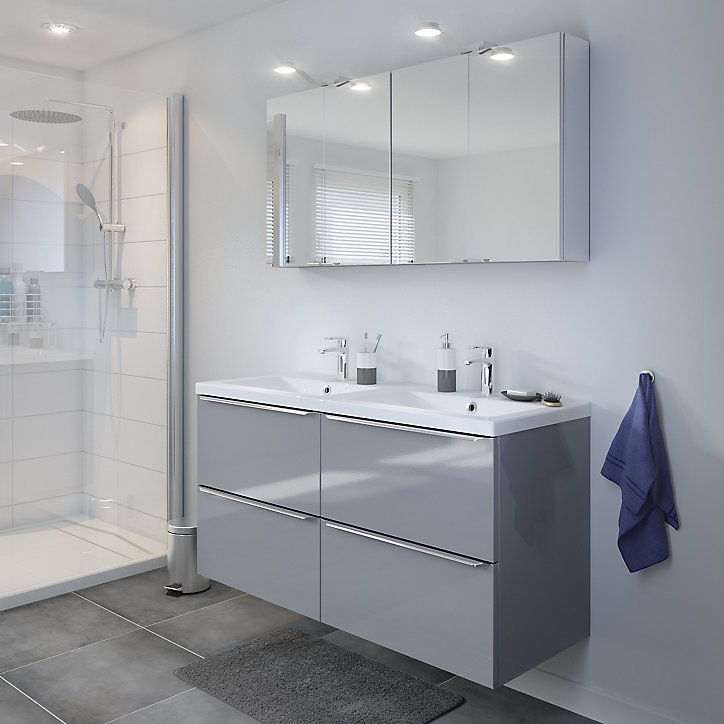 Meuble sous vasque à suspendre GoodHome Imandra gris 120 cm