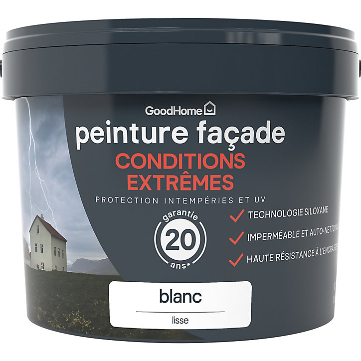 Peinture façade autonettoyante Premium GoodHome blanc 10L