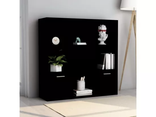 Bibliothèque Noir 98x30x98 cm Aggloméré