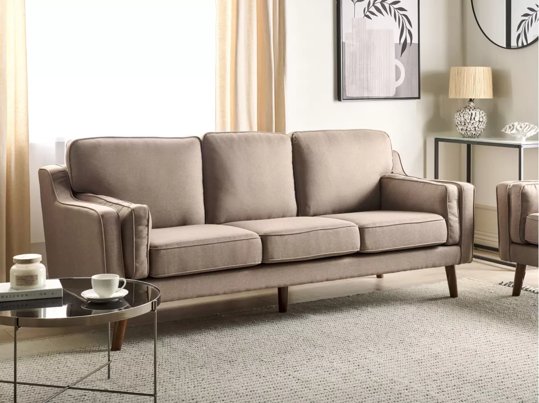 Canapé 3 places en tissu marron clair LOKKA