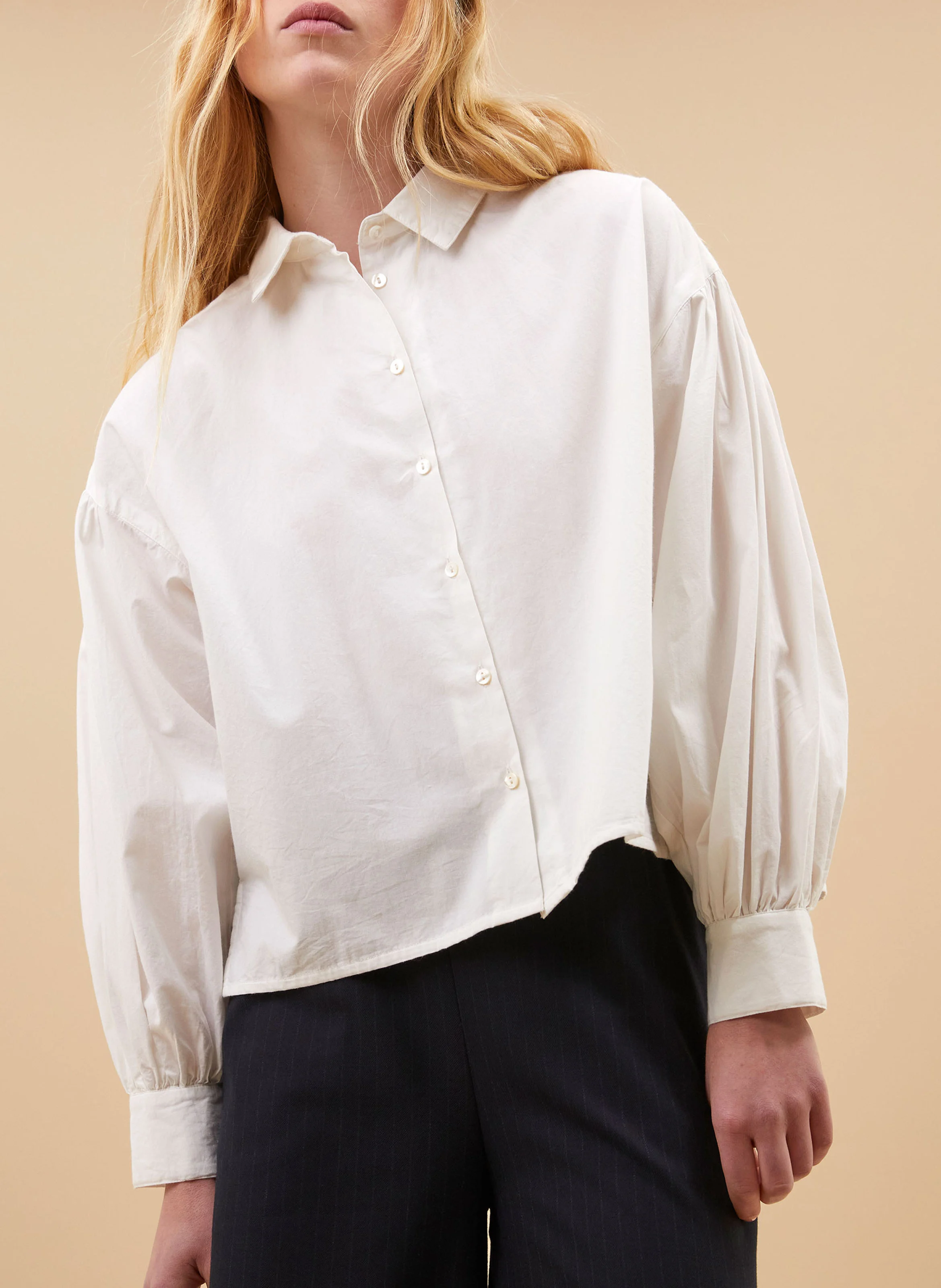 SARAH - Chemise ample courte en coton| Blanc
