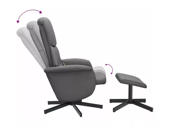 Fauteuil de massage inclinable et repose-pieds gris foncé tissu