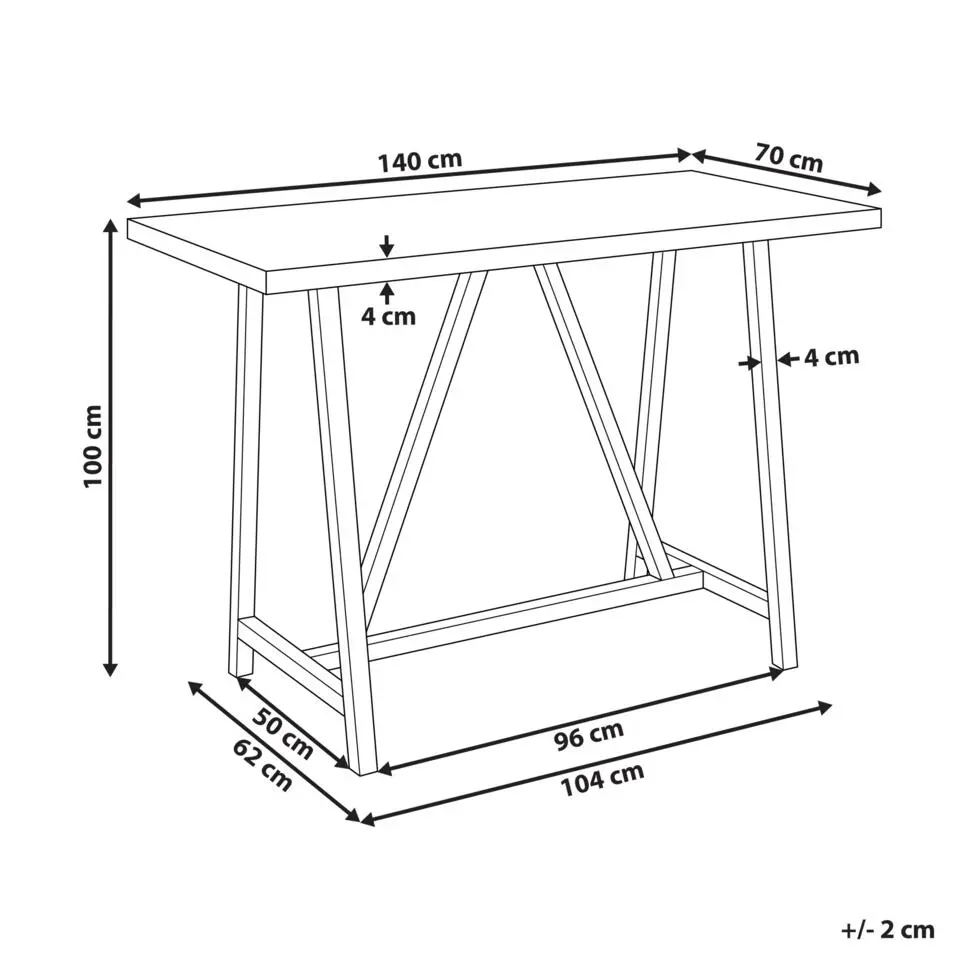 TALAMONE - Tuintafel - Lichthout/Grijs - 140 x 70 cm - Vezelcement