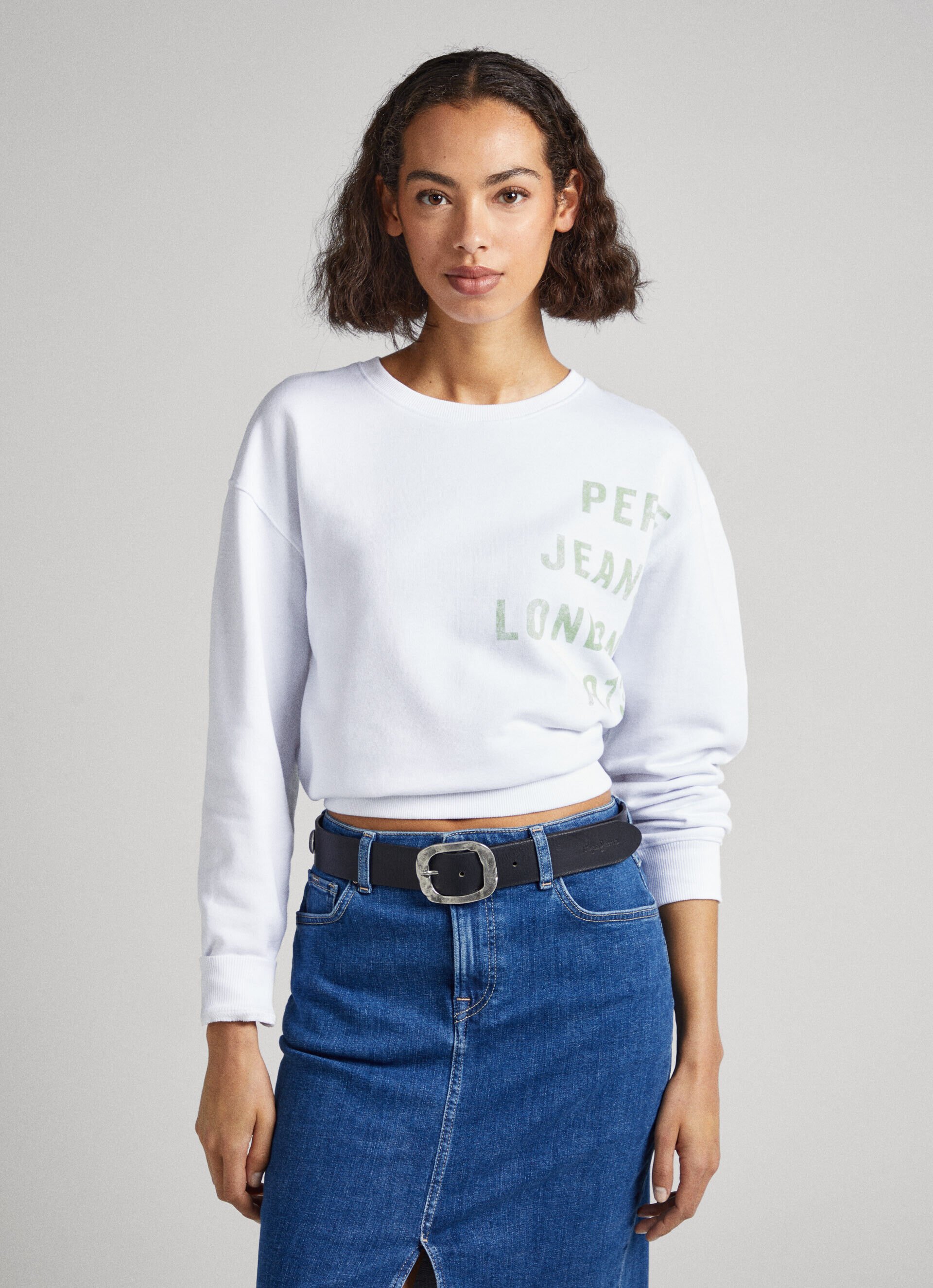 Moletom de algodão com logotipo estampado - branco