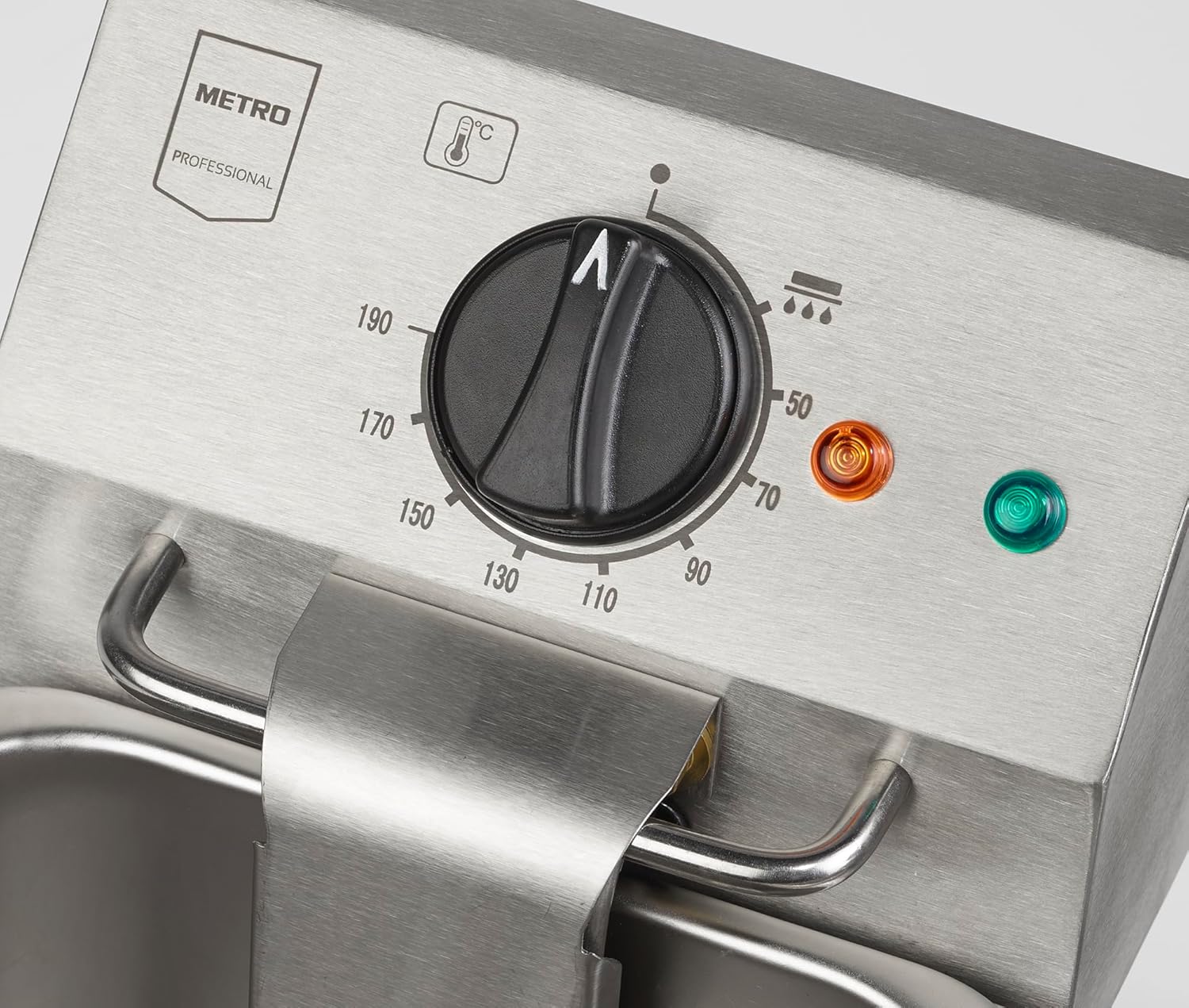 METRO Professional GDF3024 Doppel Fritteuse 2X4L, Edelstahl, 49.4 x 37.8 x 31.3 cm, 8L, Temperatur bis 190°C, abnehmbares Bedienfeld, Gastro, silber