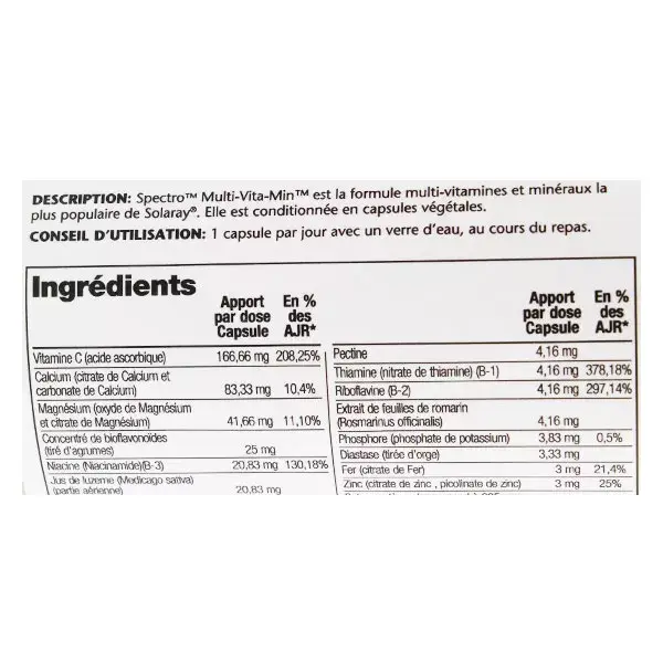 Solaray Spectro Multivitamínico 60 cápsulas vegetais