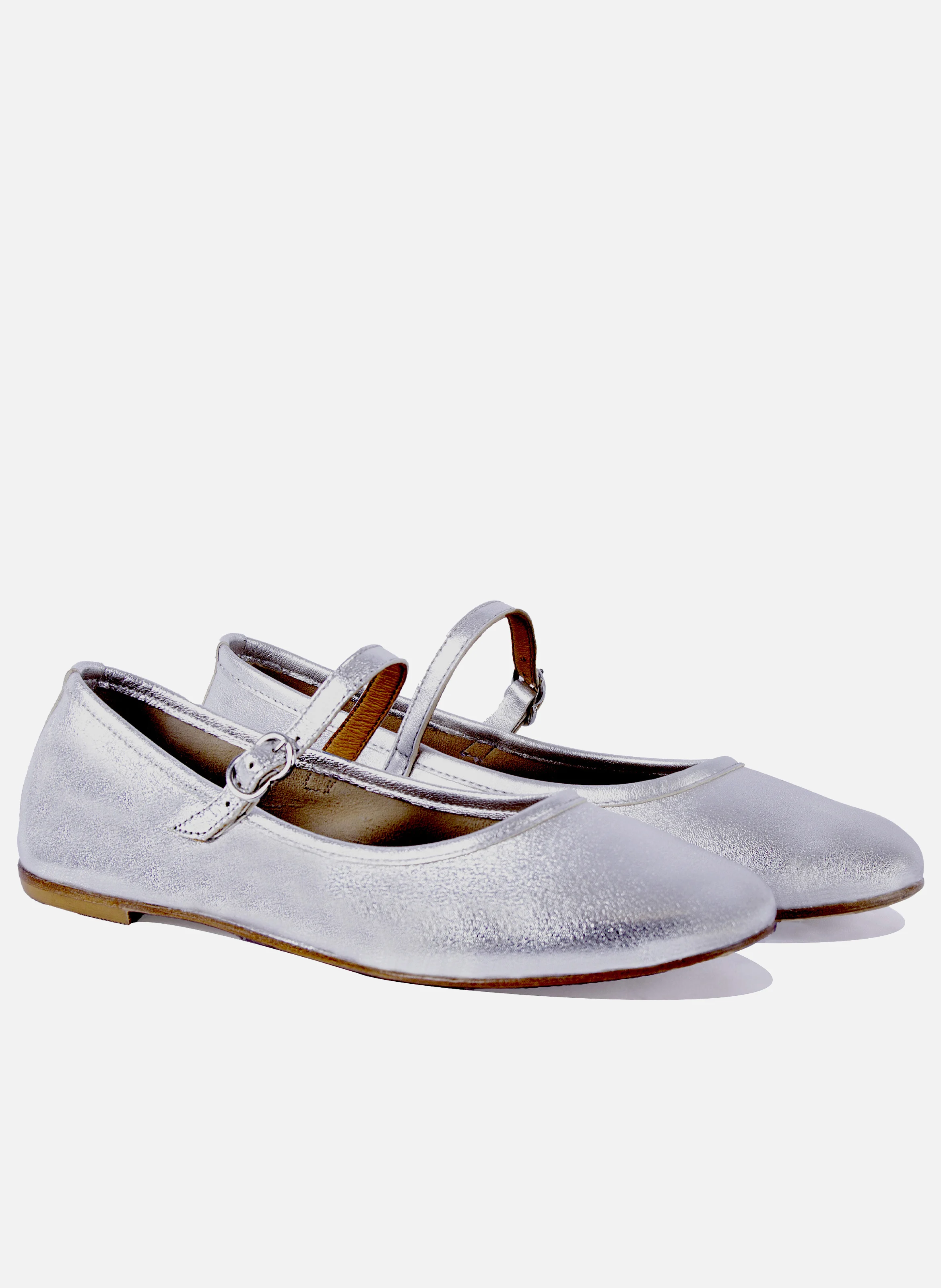 Babies plates cuir métallisé | Argent