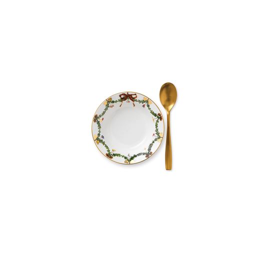 Royal Copenhagen Stjerne Riflet Jul Dyb Tallerken, Hvid, Ø17 cm