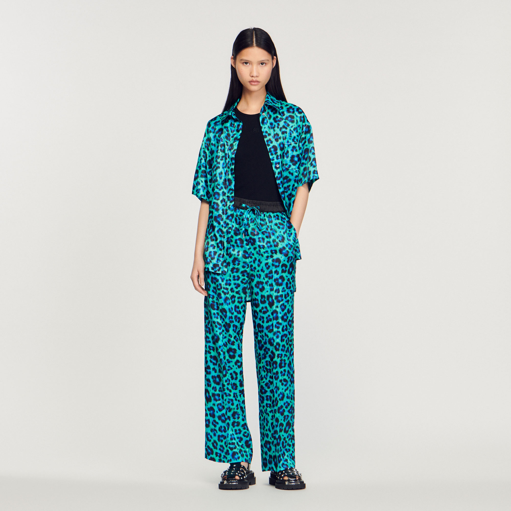 Pantalon large leopard