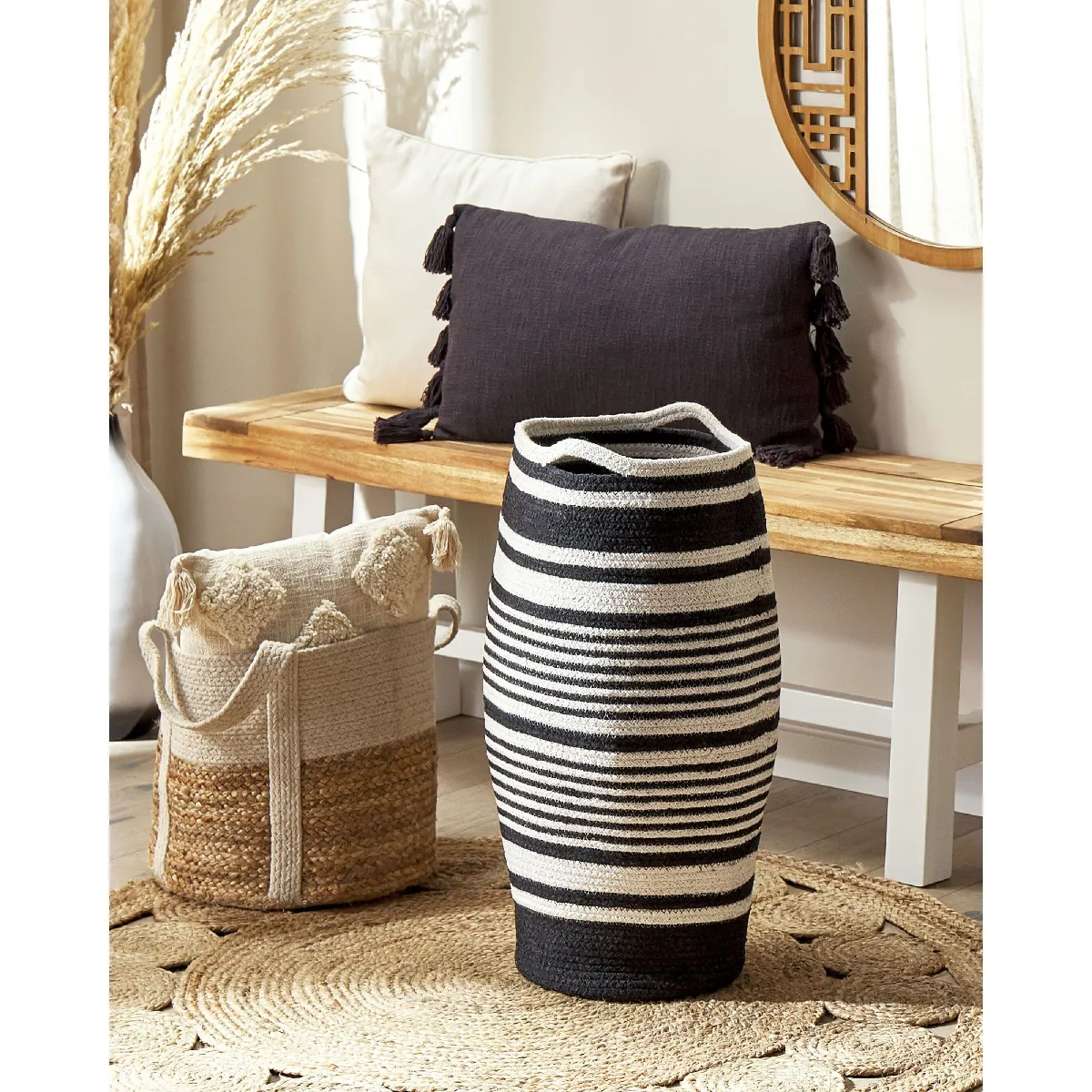 BELIANI Panier ARRAH - Blanc et Noir