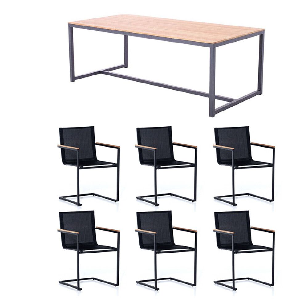 SPISEGRUPPE SENSUM EKSJÖ BORD+ 6 SKURU LENESTOLER SVART