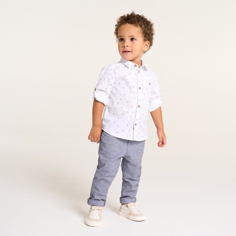 Chemise modulable palmiers blanc bébé garçon Blanc
