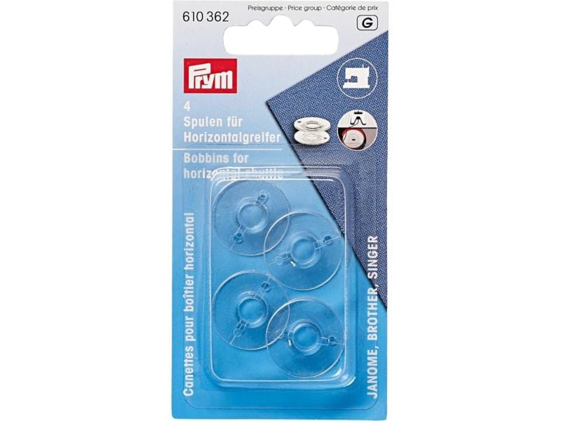 Prym Nähspule Ø 2.05 cm, Horizontalgreifer, 4 Stück Nähmaschinenspulen für Horizontalgreifer