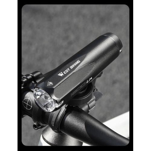 2600mAh Wiederaufladbares Aluminium USB Fahrrad Licht Intelligentes Velo LED Warnlicht IPX5 (600 Lumen) - Schwarz