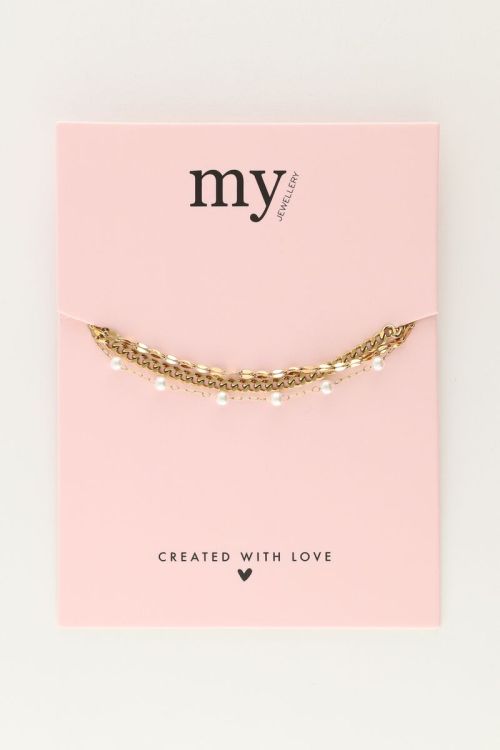 Driedubbele armband met parels