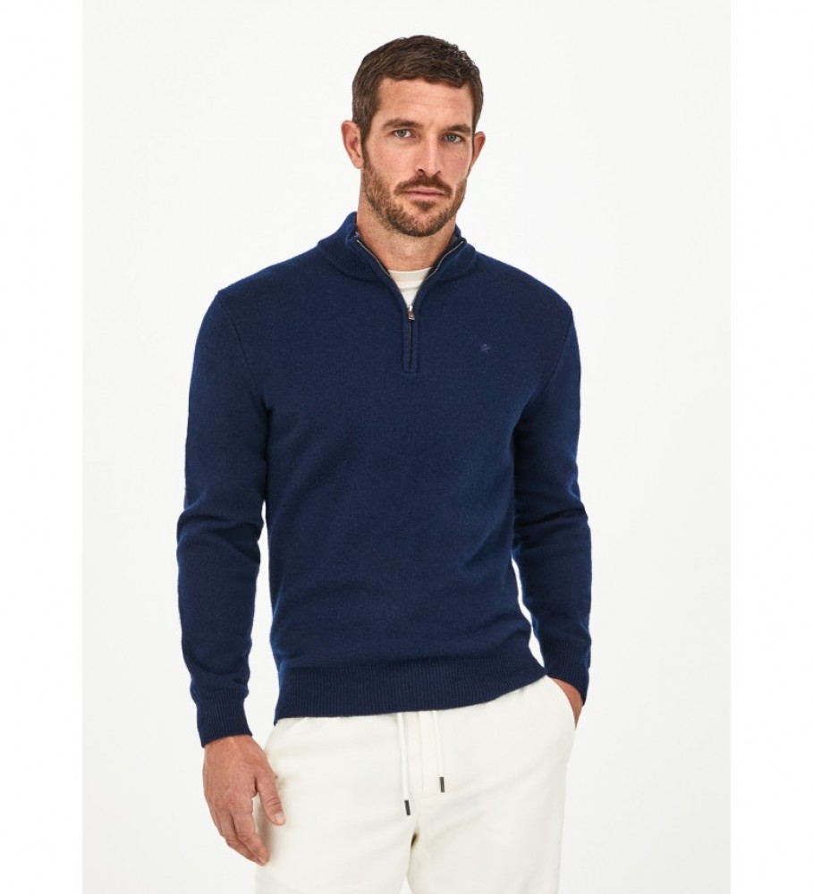 Hackett Jersey Lambswoo Hzip Navy