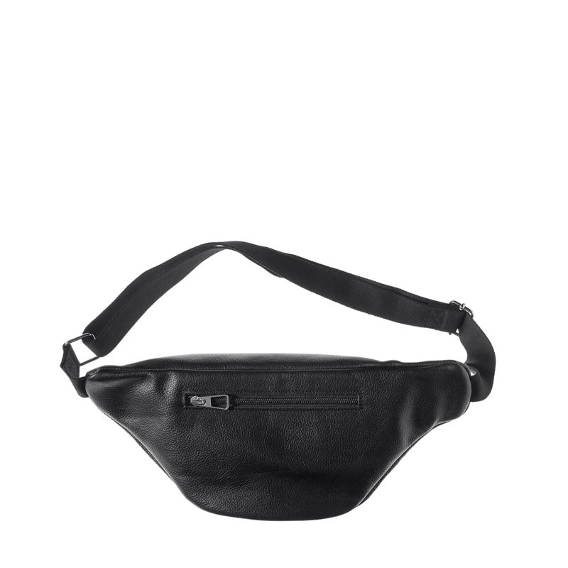 Sac banane Gérard en cuir grainé 36 cm Noir c'est Noir