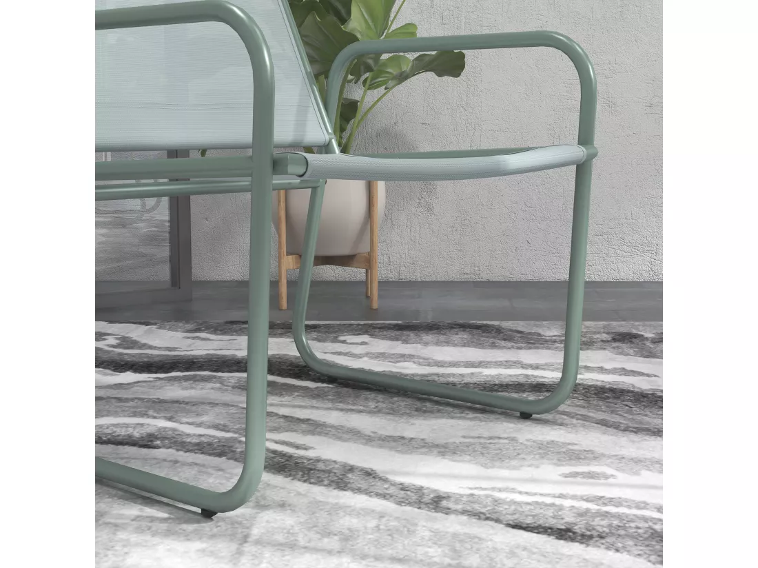 Ensemble salon de jardin 3 pcs 2 fauteuils et table ronde vert