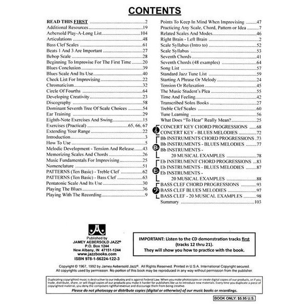 Jamey Aebersold Play Jazz Improvise Vol.1 englisch