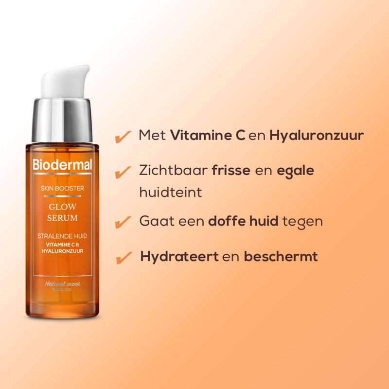 Biodermal Skin Booster Glow serum – Serum voor een stralende huid met hyaluronzuur en Vitamine C - Hyaluronzuur serum 30ml
