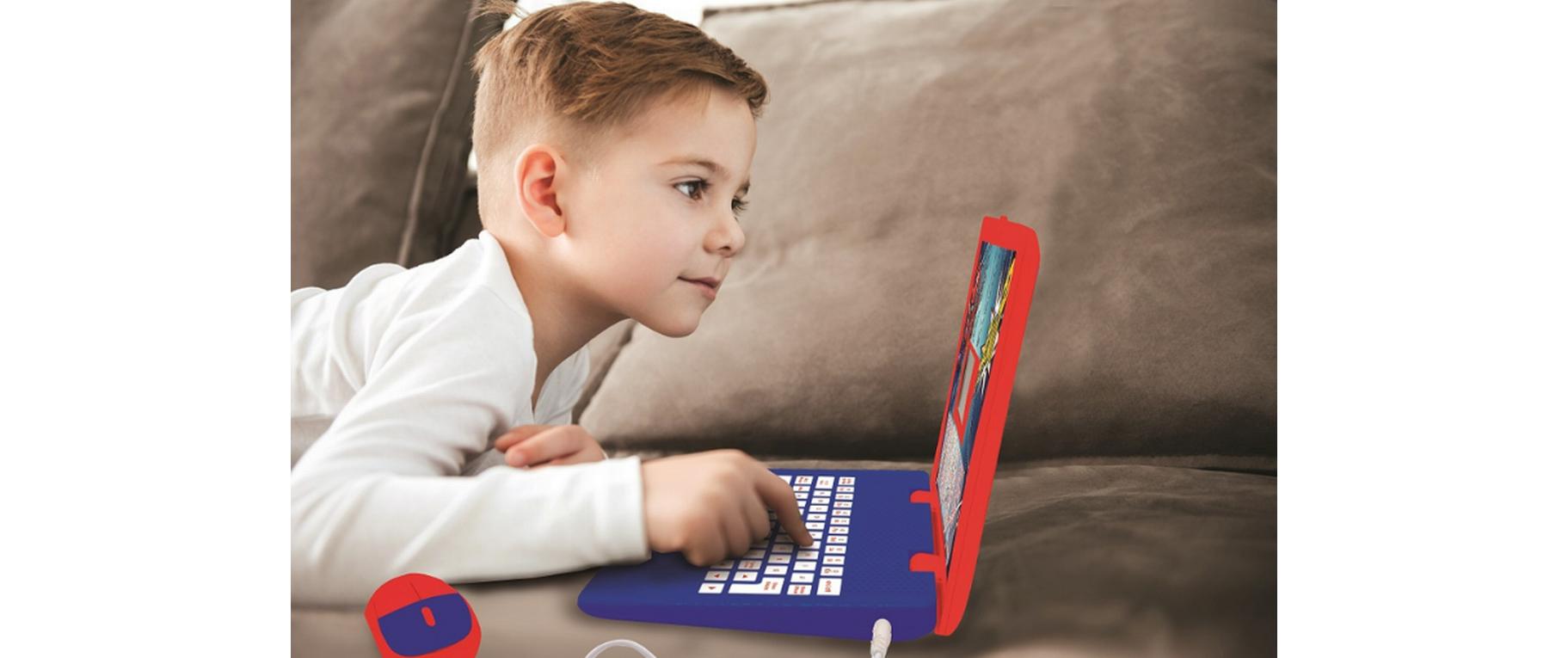 Lern-Laptop SpiderMan DE/ENG mit 124 Aktivitäten Blau/RotZweisprachiger sprechender Bildungslaptop