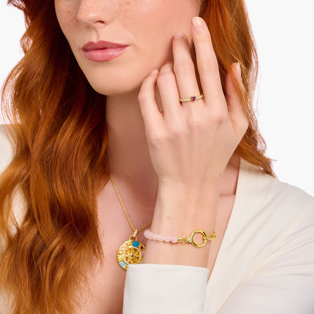 Thomas Sabo Cosmic Amulet Solitärring mit rotem Stein in Herzschliff Silber