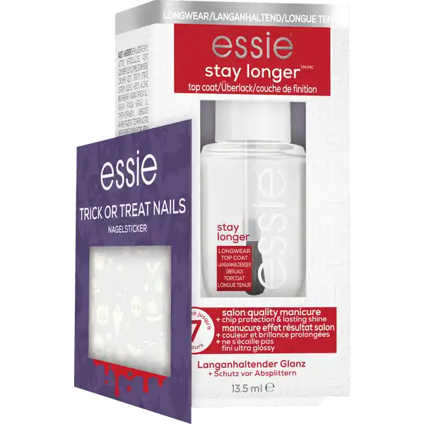 Stay longer premium longwear top coat + Glow in the Dark Nagelsticker-Set
