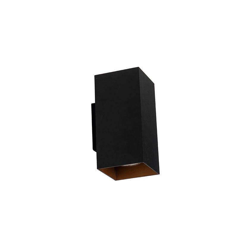 Smart wandlamp zwart met goud vierkant incl. 2 Wifi GU10 - Sab