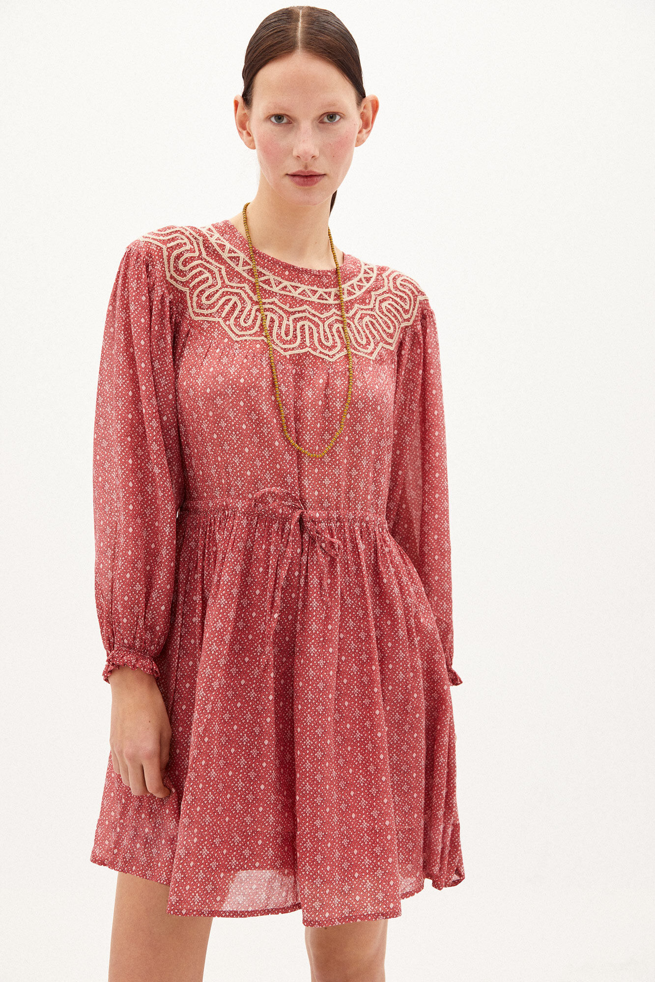 Vestido curto estampado Agara - Rosa