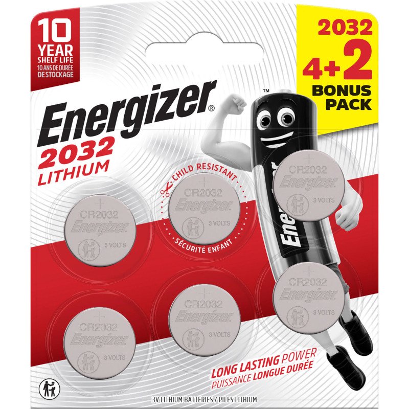 Energizer - Pack de 6 piles bouton Lithium CR2032 - 3V