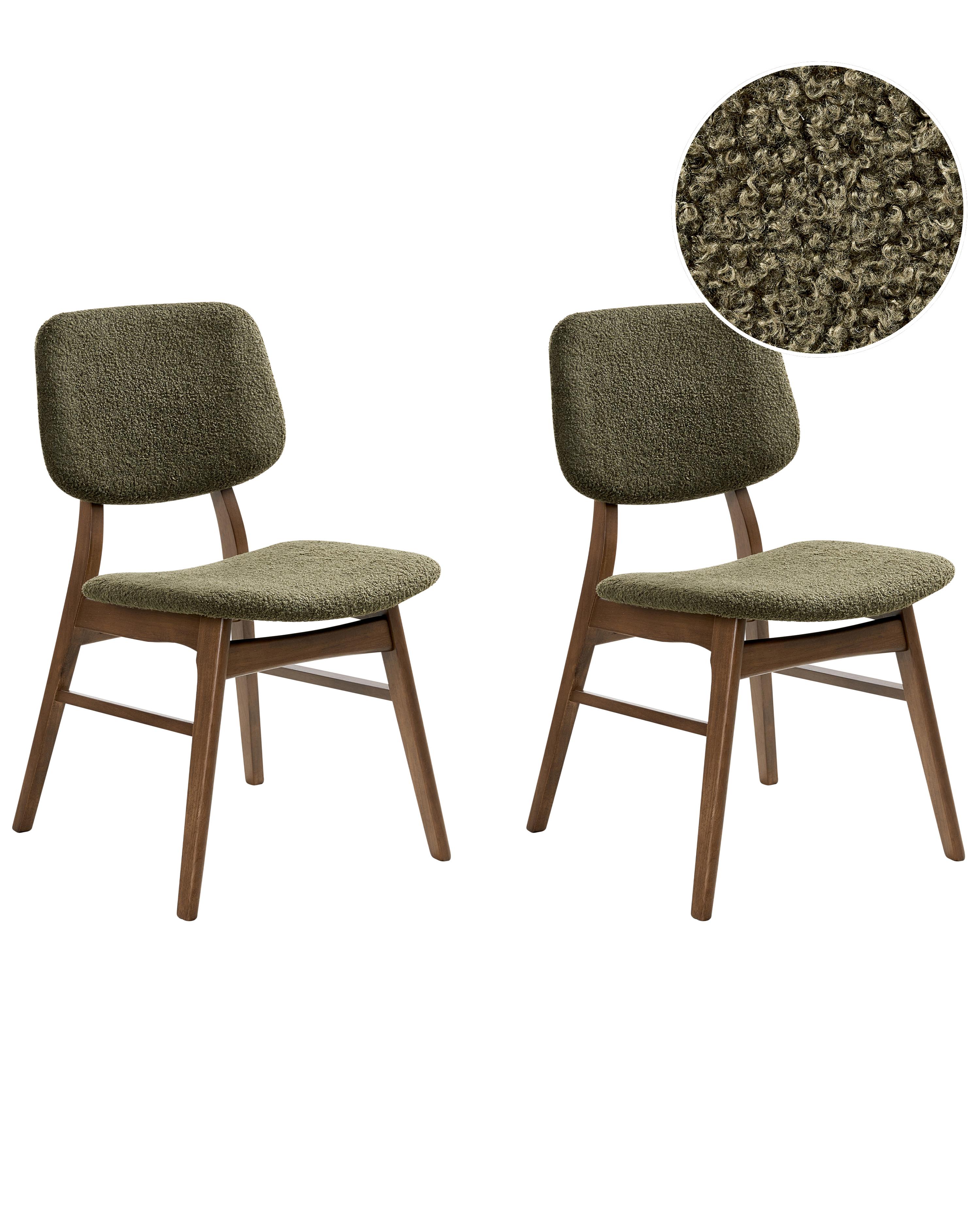 Set van 2 eetkamerstoelen ELAINE Hout Donkerbruin/groen