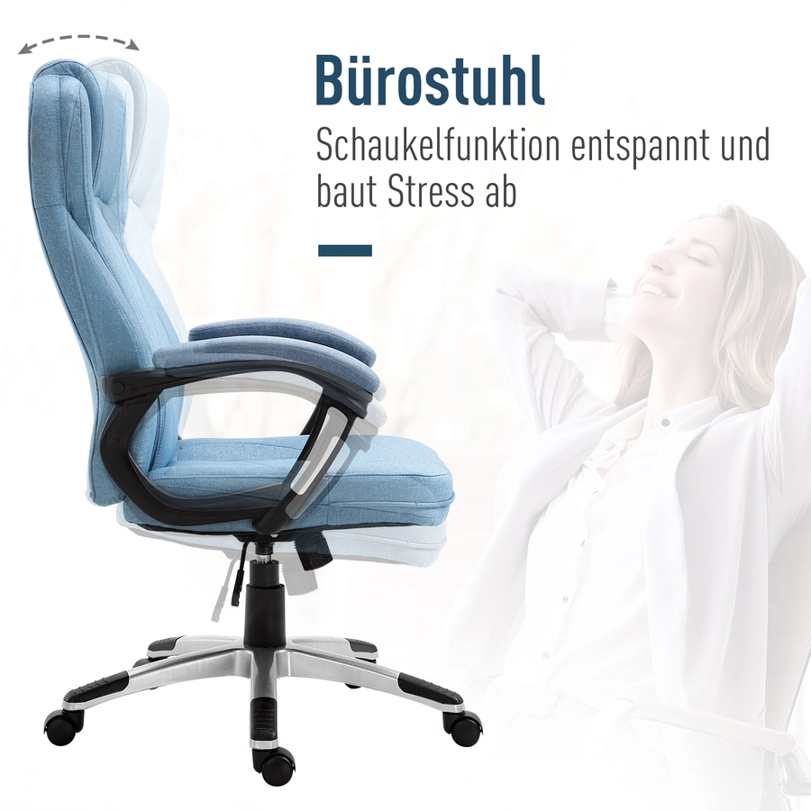 Vinsetto Bürostuhl mit Wippfunktion hellblau