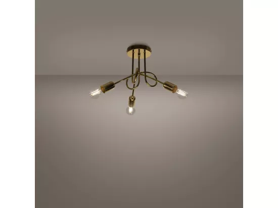 Lustres Supeł industriel en acier - 3 sources lumineuses - L.45 x H.35 cm - éclat doré