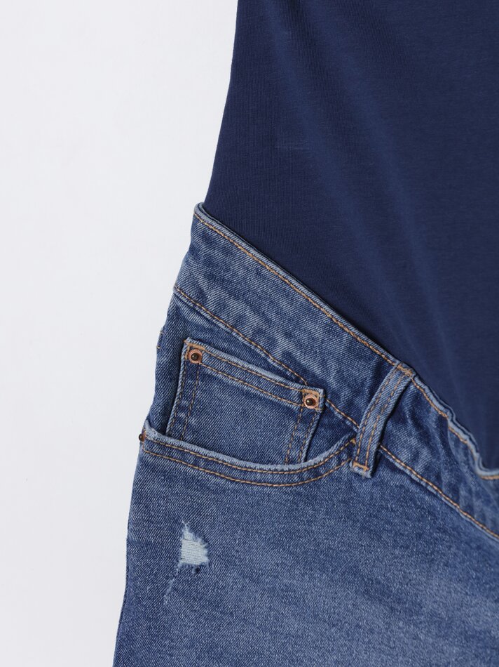 Shorts jeans para gestantes - Azul escuro