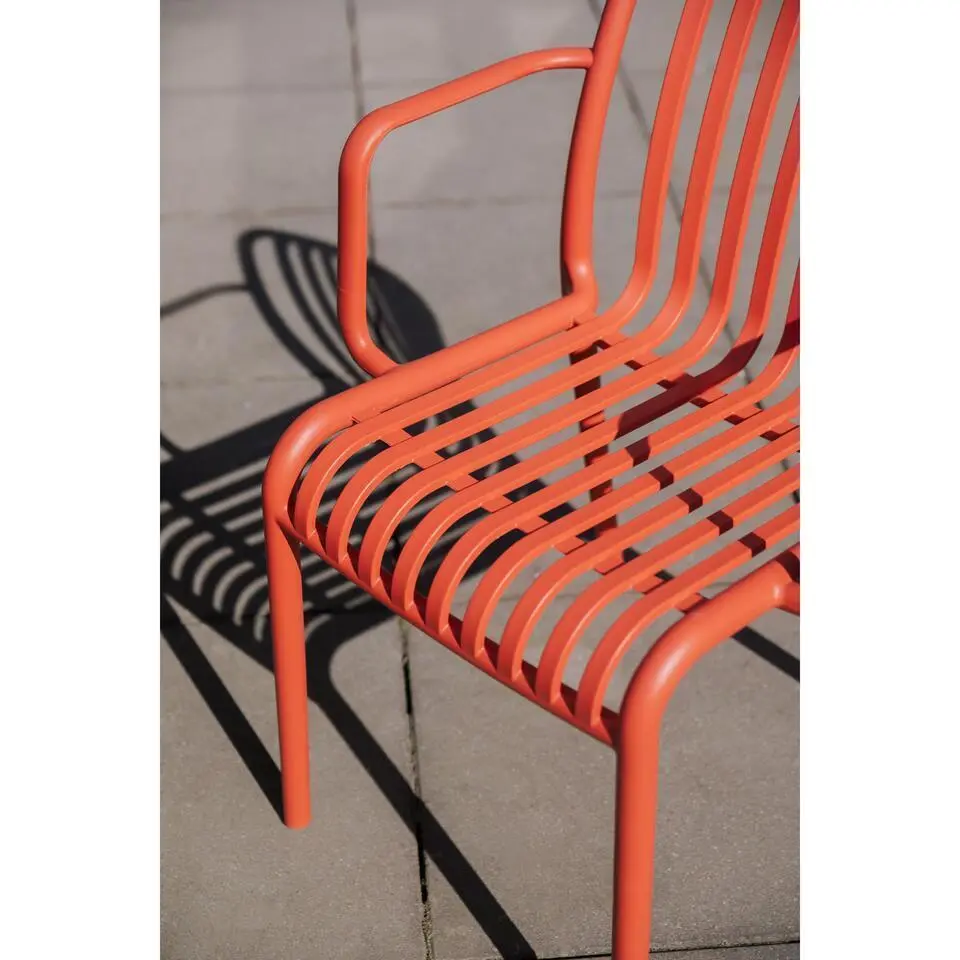 Housecraft Living Mante Tuinstoelen Armleuning Kunststof Terra/ Rood - Set van 4