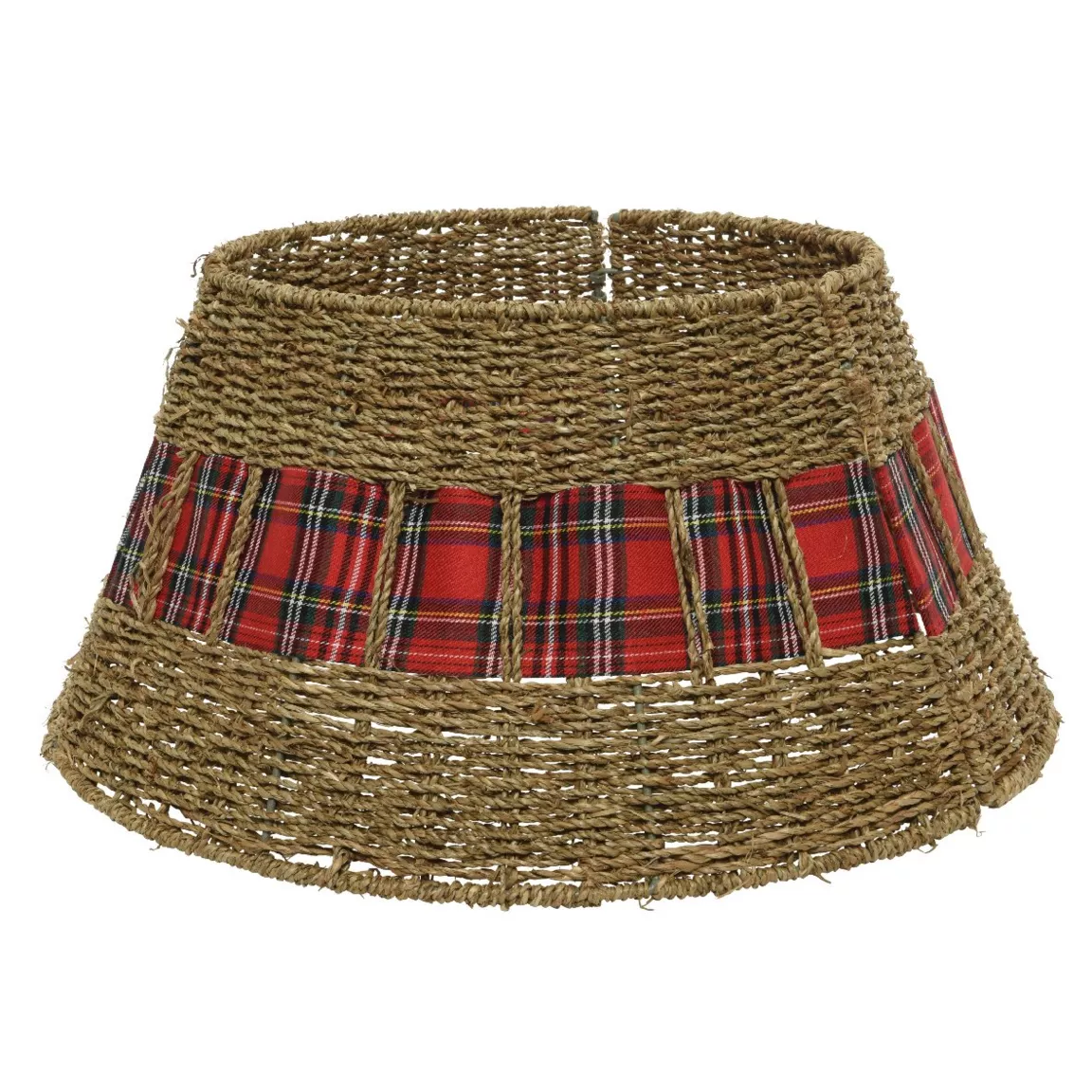 Cache pied de sapin en osier (D57 cm) Tartan écossais