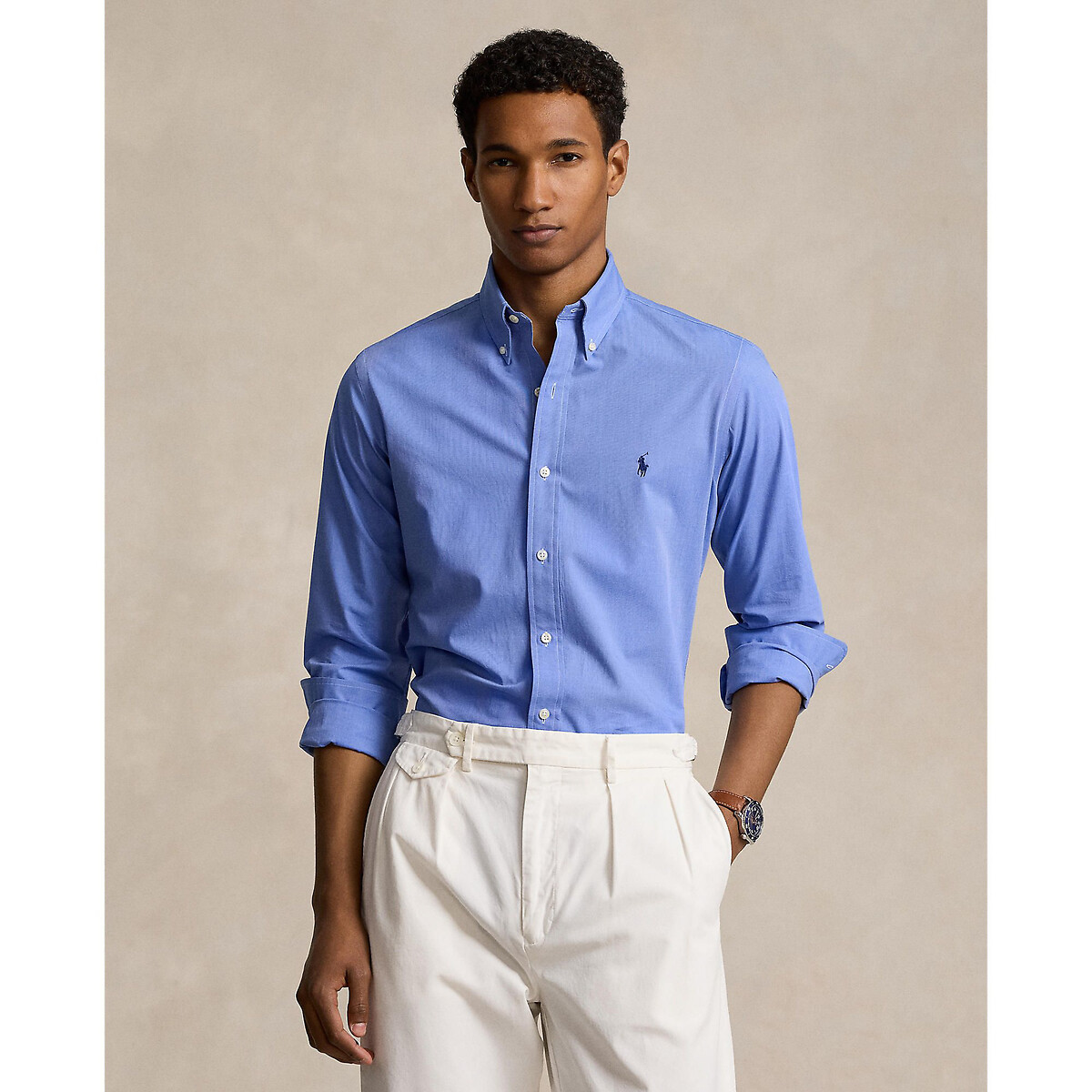 POLO RALPH LAUREN<br>Camisa ajustada em popeline elástica