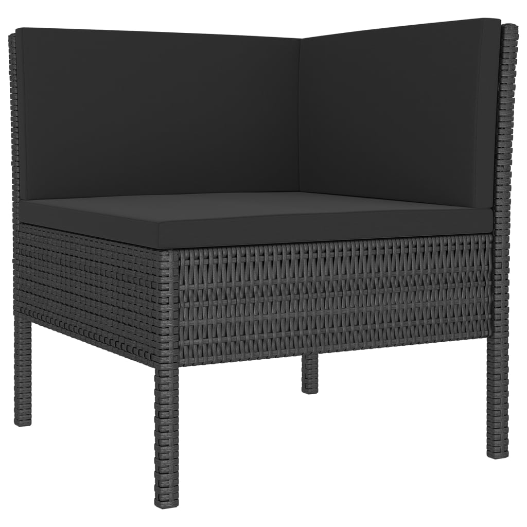 Salon de jardin meuble d'extérieur ensemble de mobilier 8 pièces avec coussins résine tressée noir