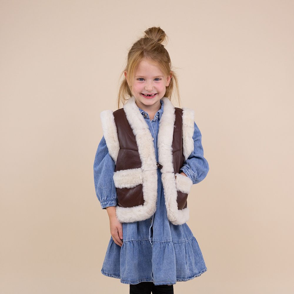 Kids waistcoat Aylin ster bruin