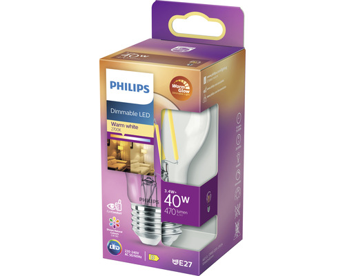 LED-lamp met dimfunctie A60 helder E27/3,4W (40W) 470 lm 2200-2700 K warm wit Warm Glow