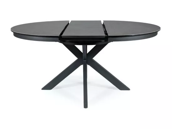 Table extensible ronde design gris foncé 120cm avec pieds noir mat Arena