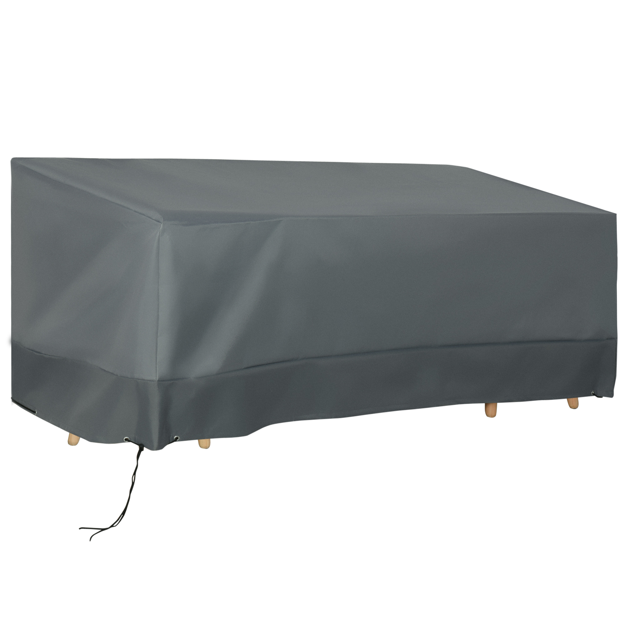 Capa protetora Outsunny para móveis de jardim, tecido Oxford 600D, capa impermeável para mesas, cadeiras, sofás e móveis de exterior com cordão e fivela, 190,5 x 72 x 76 cm, cinza.
