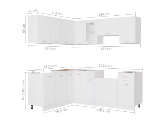 Ensemble de meubles de cuisine 11 pcs Blanc Aggloméré