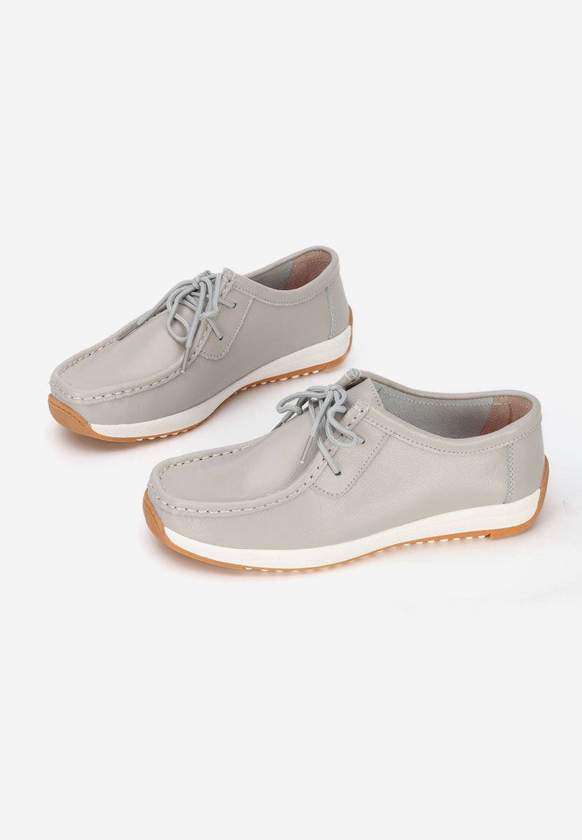 Mocassins en cuir naturel gris Solenia