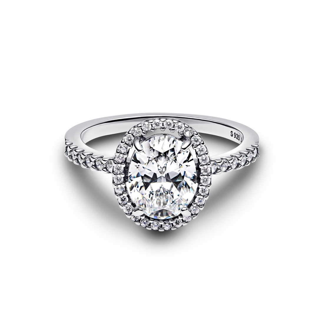 Pandora Timeless Ovaler Funkelnder Strahlenkranz Statement-Ring 925 Silber