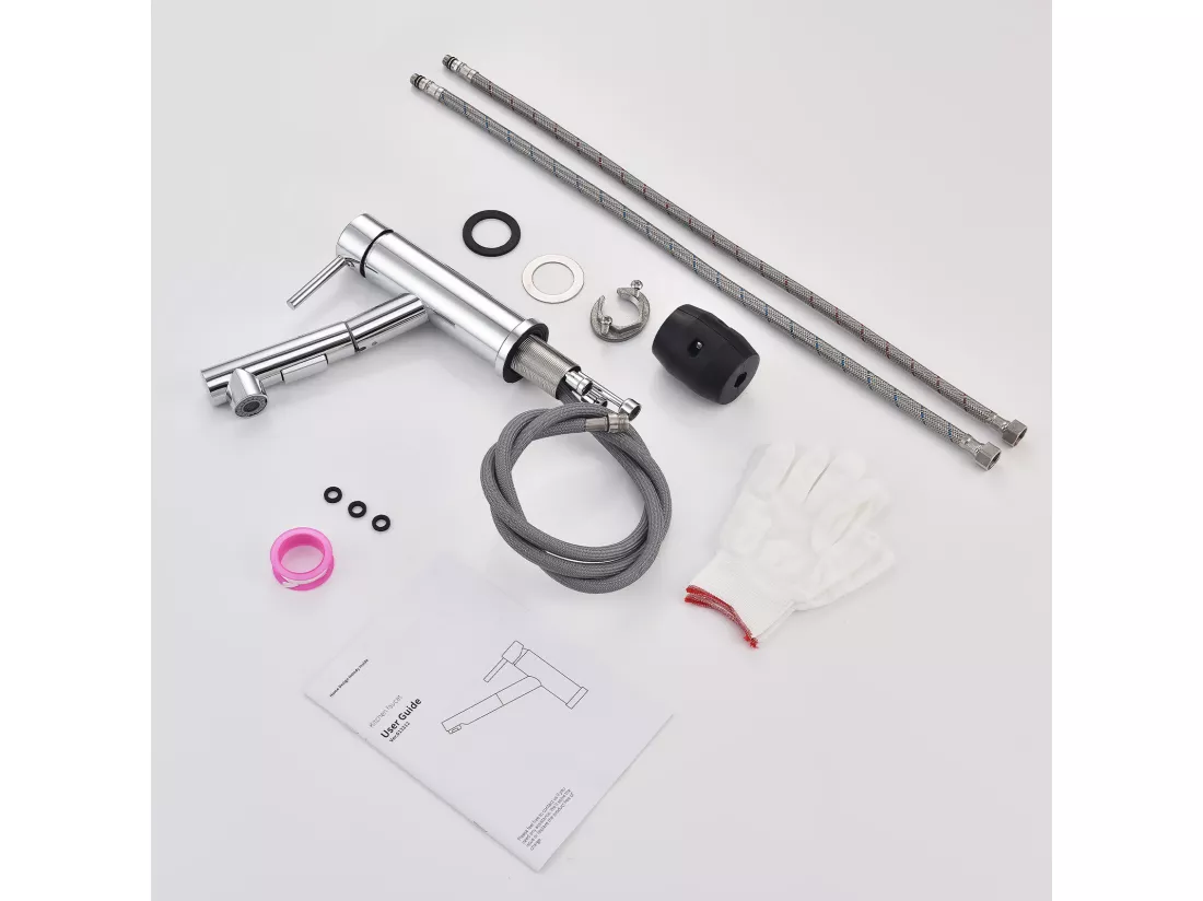 Robinet de Cuisine avec Douchette Extractible 2 Jets au Choix Mitigeur Cuisine d'évier Chromé Laiton - Homelody