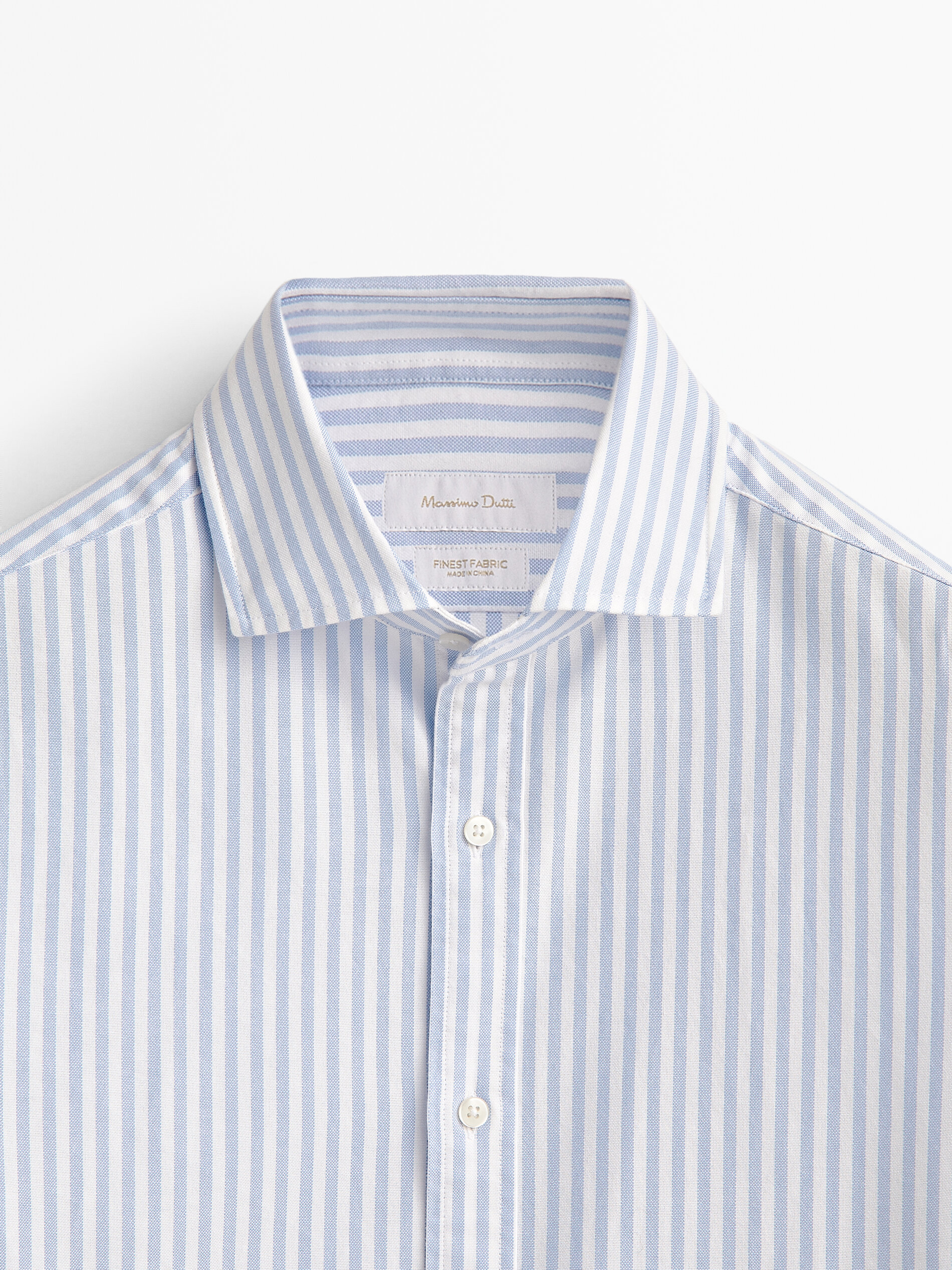 Camisa Oxford slim fit Rayas Algodón - AZUL CLARO